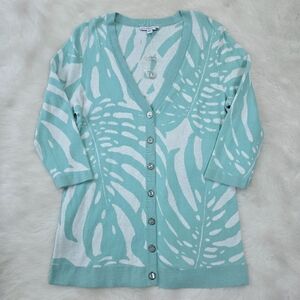 Isaac Mizrahi Palm Leaf Cardigan Sweater Women's Medium